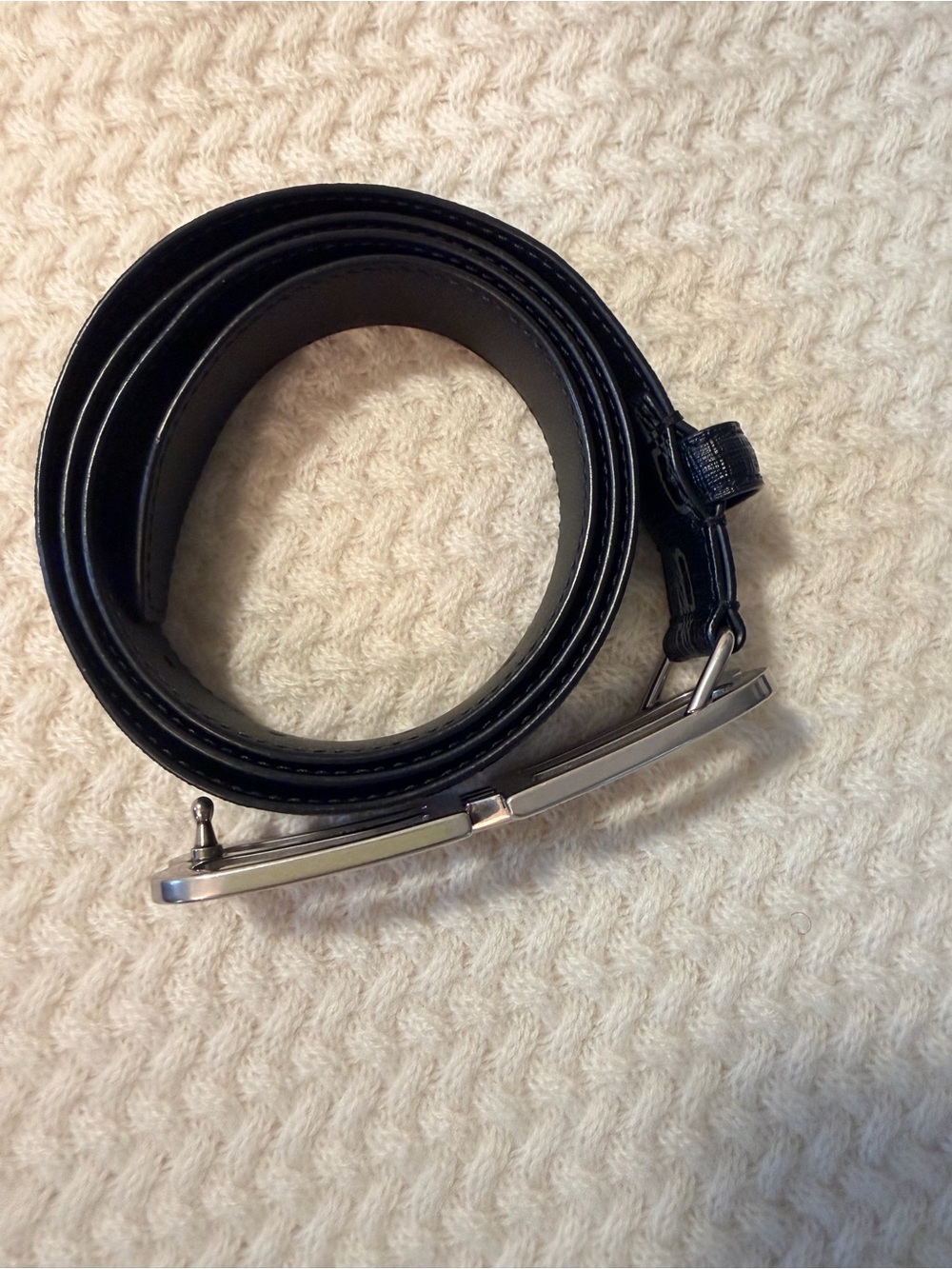 Balenciaga Black Leather Men's Belt with Silver-Tone Buckle